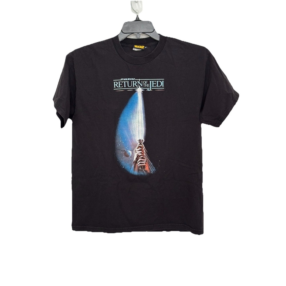 Vintage Star Wars Shirt Mens Medium Black Return Of The Jedi Lightsaber Y2K Tee